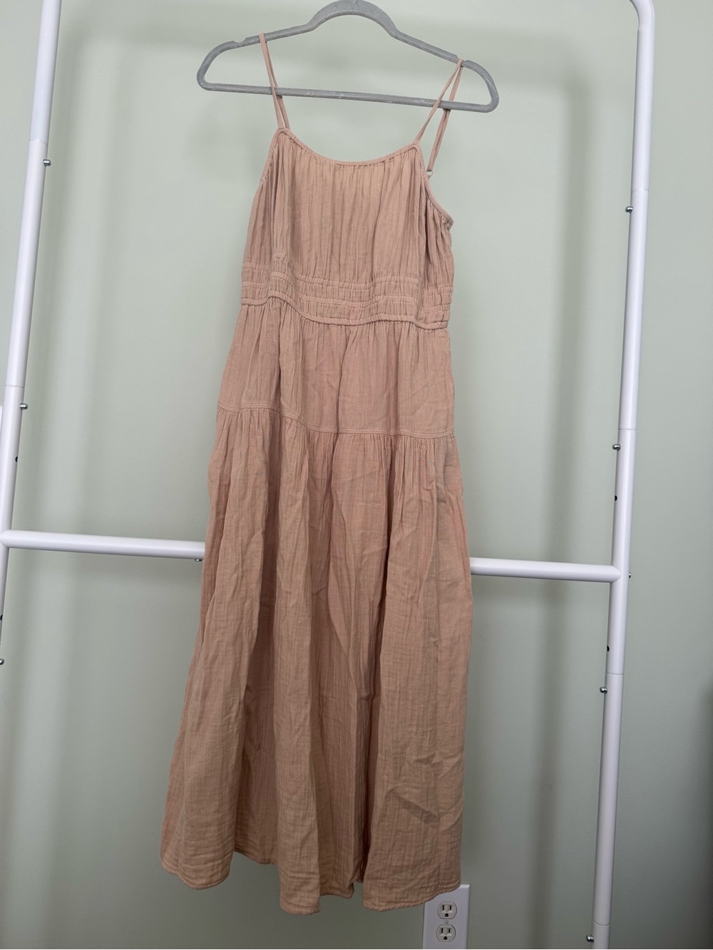 Old Navy Blush Pink Tiered Spaghetti-Strap Midi Dress